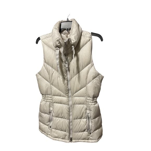 Athleta Jackets & Blazers - Athleta Puffer Vest Beige Quilted Full Zip Mock Neck Women's Size M
